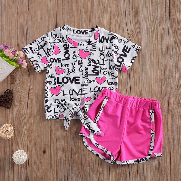 children's set summer letter love printing + sports shorts 2-piece of toddler casual girls clothes 210515, White
children's set summer letter love printing + sports shorts 2-piece of toddler casual girls clothes 210515, White