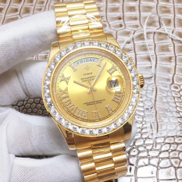 wristwatches big diamond gold watch men stainless steel day-date men's wristwatch president male clock for relogio masculin, Slivery;brown
wristwatches big diamond gold watch men stainless steel day-date men's wristwatch president male clock for relogio masculin, Slivery;brown
