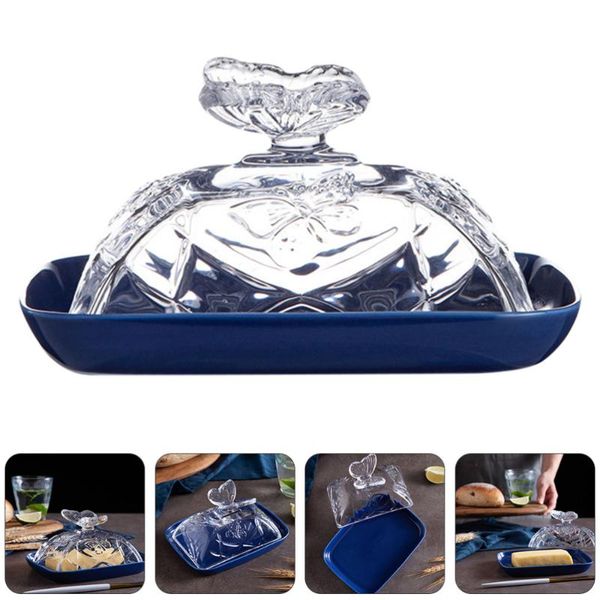 dishes & plates 1pc practical ceramic butter keeper multi-function dish with glass lid
dishes & plates 1pc practical ceramic butter keeper multi-function dish with glass lid