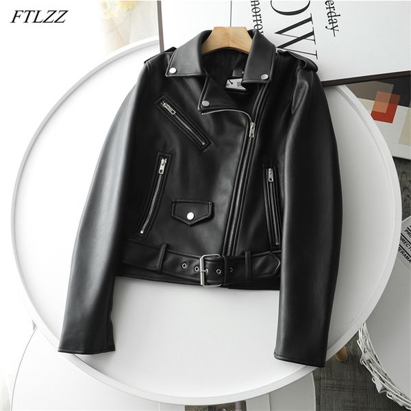 spring women streetwear biker leather jacket slim fit turn down collar coat outwear with belt black pu faux 210430
spring women streetwear biker leather jacket slim fit turn down collar coat outwear with belt black pu faux 210430
