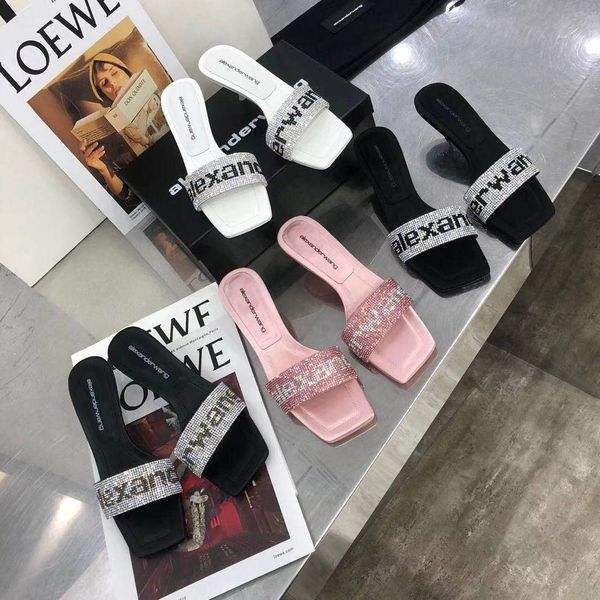 alexander king diamond slippers new style thin heel square head peep toe one line with flash diamond fairy wind cat heel sandals, Black
alexander king diamond slippers new style thin heel square head peep toe one line with flash diamond fairy wind cat heel sandals, Black
