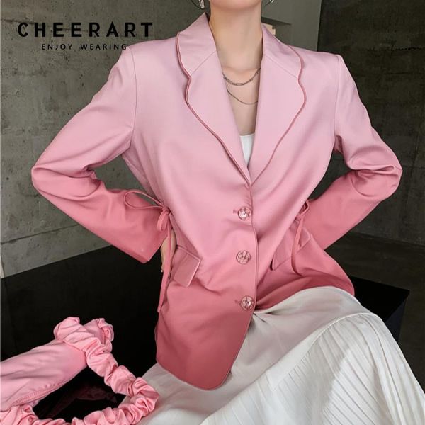 women's suits & blazers cheerart pink gradient high fashion blazer jackets for women 2021 elegant designer coat bow loose jacket outerw, White;black
women's suits & blazers cheerart pink gradient high fashion blazer jackets for women 2021 elegant designer coat bow loose jacket outerw, White;black