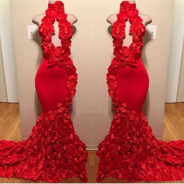 design red mermaid prom dresses appliques high neck formal evening dress sweep train satin fashion cocktail party gowns, Black
design red mermaid prom dresses appliques high neck formal evening dress sweep train satin fashion cocktail party gowns, Black