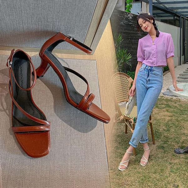 women sandals genuine leather high heels ankle strap shoes elegant female summer beige brown ladies pumps dress, Black
women sandals genuine leather high heels ankle strap shoes elegant female summer beige brown ladies pumps dress, Black