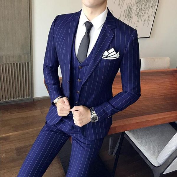 men's suits & blazers (jacket+vest+pants) 2021 fashion boutique striped slim business casual 3pcs set groom wedding dress tuxedo, White;black
men's suits & blazers (jacket+vest+pants) 2021 fashion boutique striped slim business casual 3pcs set groom wedding dress tuxedo, White;black