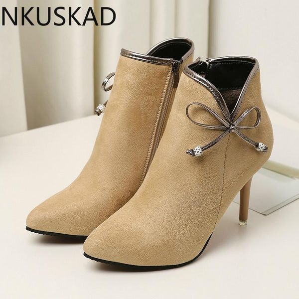 boots 2021 fashion female ankle cow suede pointed toe thin heels women bowtie short zapatos mujer q529, Black
boots 2021 fashion female ankle cow suede pointed toe thin heels women bowtie short zapatos mujer q529, Black