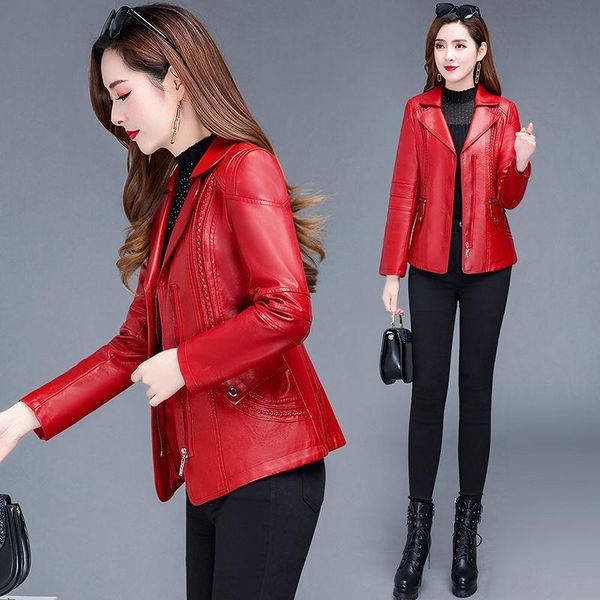 women's leather & faux 2021 women coat spring autumn long sleeved pu jacket female punk outwear ladies biker moto coats x599, Black
women's leather & faux 2021 women coat spring autumn long sleeved pu jacket female punk outwear ladies biker moto coats x599, Black