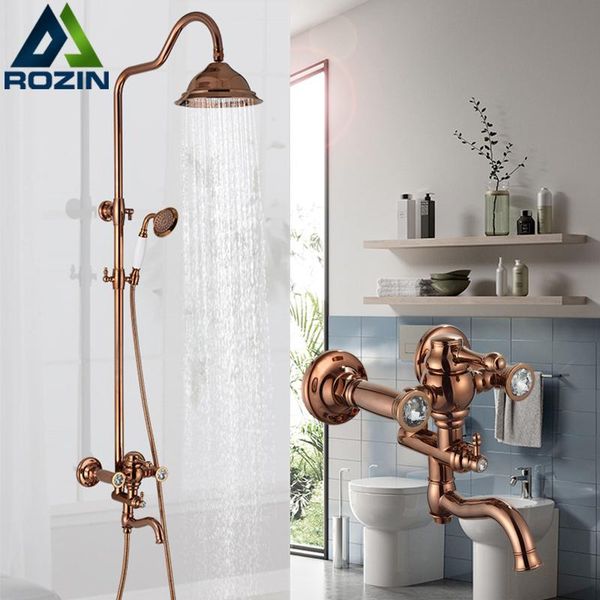 rozin rose gold shower faucet set wall mounted rainfall bathroom faucets brass dual handles cold water mixer tap sets
rozin rose gold shower faucet set wall mounted rainfall bathroom faucets brass dual handles cold water mixer tap sets