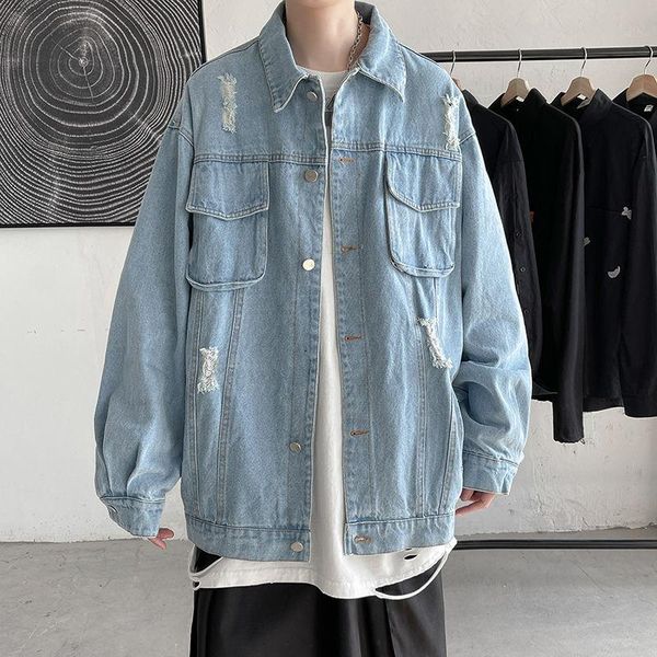 cotton ripped denim jacket men's fashion retro casual hole jackets mens streetwear korean loose hip-hop bomber men, Black;brown
cotton ripped denim jacket men's fashion retro casual hole jackets mens streetwear korean loose hip-hop bomber men, Black;brown