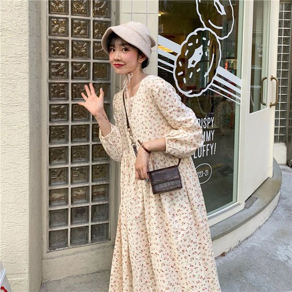 dress women retro floral prairie chic style summer long sleeve girls sundress korean lovely high waist trendy womens vestidos, Black;gray
dress women retro floral prairie chic style summer long sleeve girls sundress korean lovely high waist trendy womens vestidos, Black;gray