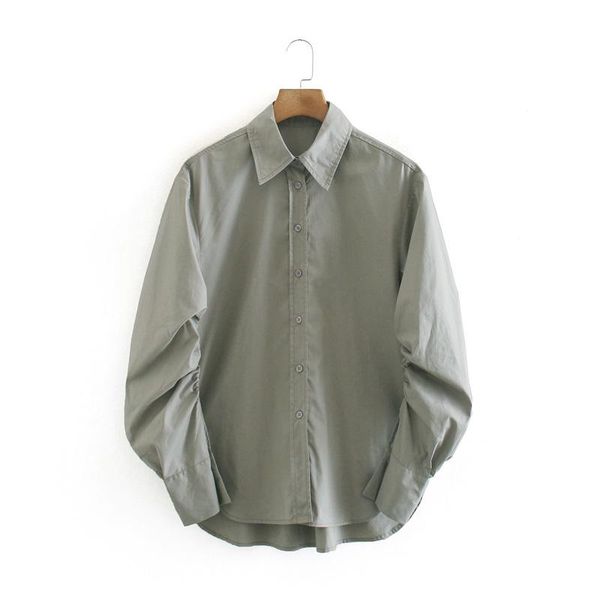 spring and autumn women's shirt casual solid color lapel long sleeve pleated blouses & shirts, White
spring and autumn women's shirt casual solid color lapel long sleeve pleated blouses & shirts, White