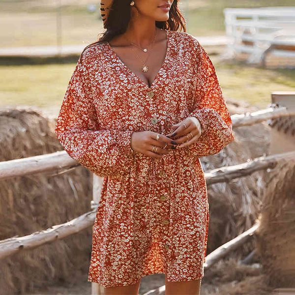 women v-neck lace up floral print loose dress spring summer casual long sleeve button puff sleeve holiday a-line mini dress 210416, Black;gray
women v-neck lace up floral print loose dress spring summer casual long sleeve button puff sleeve holiday a-line mini dress 210416, Black;gray