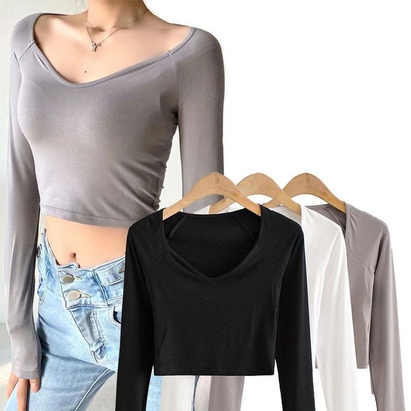 women's t-shirt 2021 summer fashion stretch slim short knitted sweater square neck long sleeve pullover black white gray
women's t-shirt 2021 summer fashion stretch slim short knitted sweater square neck long sleeve pullover black white gray