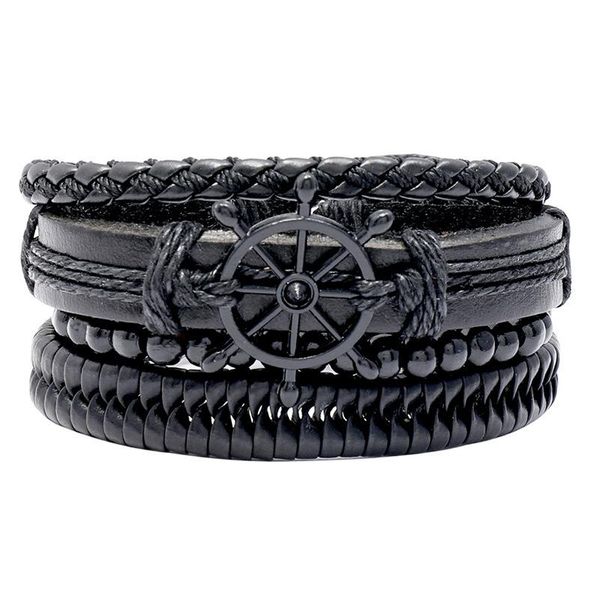 charm bracelets diy creative hand-woven black leather bracelet retro four-piece jewelry, Golden;silver
charm bracelets diy creative hand-woven black leather bracelet retro four-piece jewelry, Golden;silver