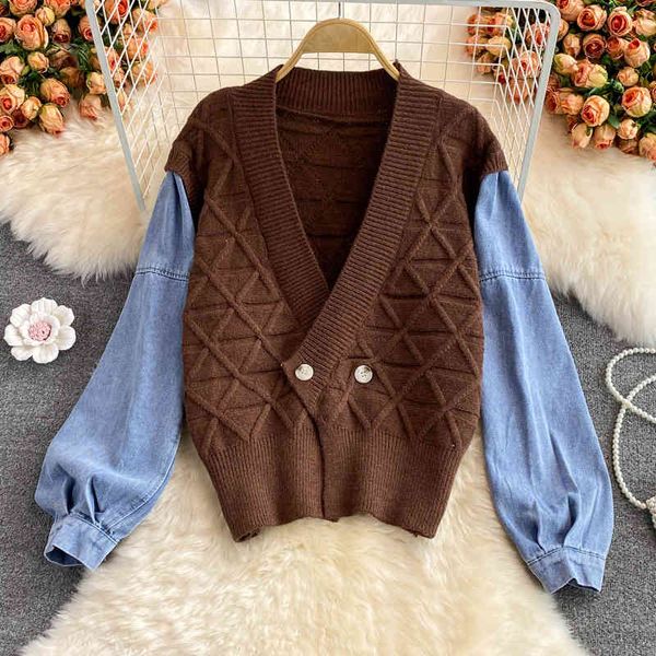 women's sweaters denim slits long sleeve cardigan women's knitted shirt korean winter fashion a casual button sweater 07z8, White;black
women's sweaters denim slits long sleeve cardigan women's knitted shirt korean winter fashion a casual button sweater 07z8, White;black