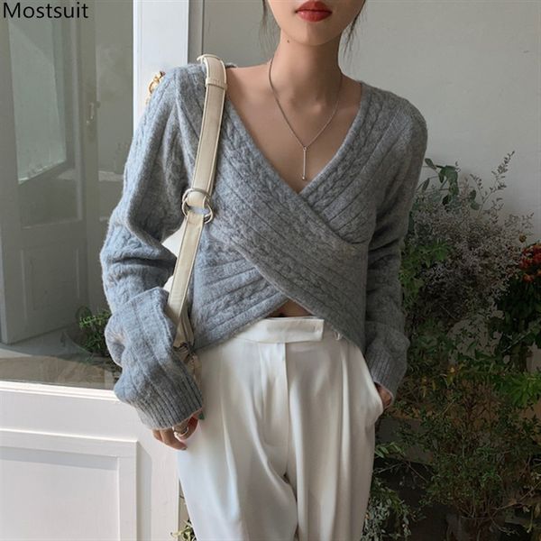 spring autumn women sweater ladies jumper korean style loose long sleeve criss-cross v-neck knitted pullove 210518, White;black
spring autumn women sweater ladies jumper korean style loose long sleeve criss-cross v-neck knitted pullove 210518, White;black