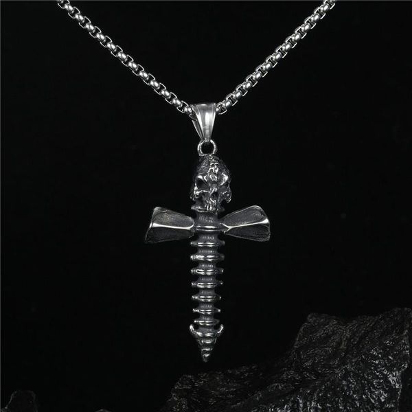 chains cool biker stainless steel skull cross pendant men's rope necklace gothic jewelry, Silver
chains cool biker stainless steel skull cross pendant men's rope necklace gothic jewelry, Silver