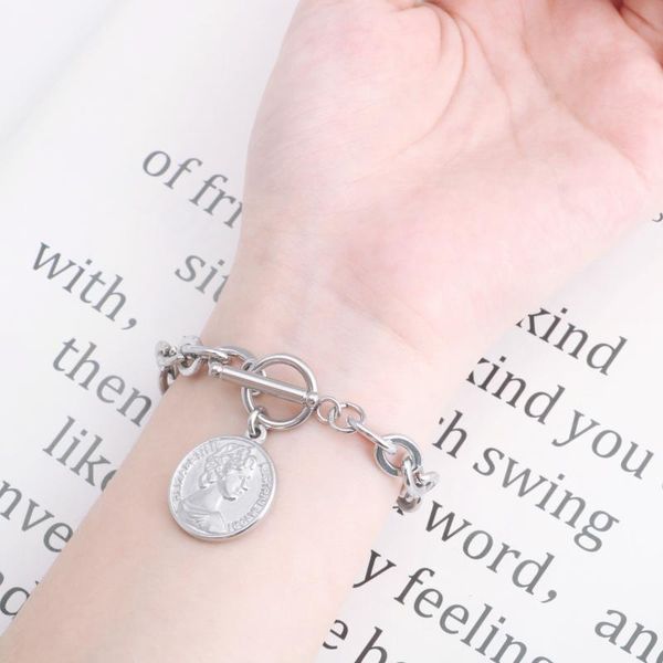 link, chain stainless steel men and women couple bracelet punk hip hop woman avatar cold wind retro round pendant, Black
link, chain stainless steel men and women couple bracelet punk hip hop woman avatar cold wind retro round pendant, Black