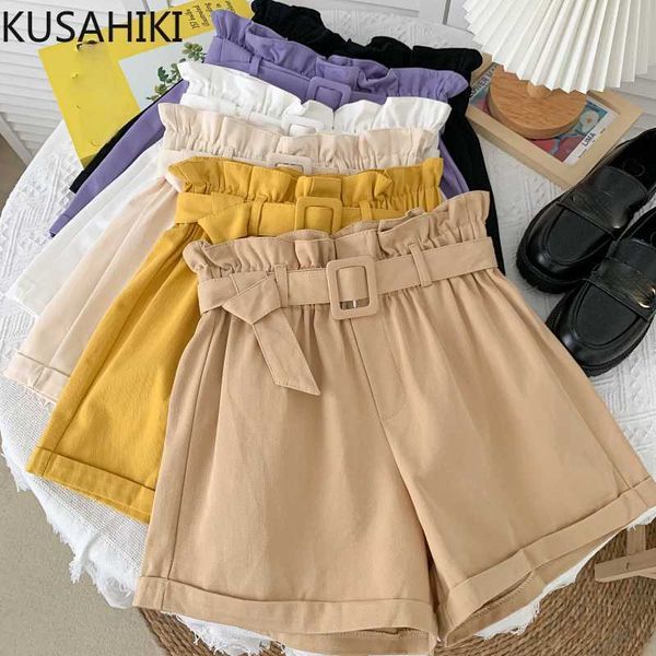kusahiki summer belt high waisted shorts for women causal solid wide leg short feminimos korean fashion clothing 6h879 210602, White;black 
kusahiki summer belt high waisted shorts for women causal solid wide leg short feminimos korean fashion clothing 6h879 210602, White;black