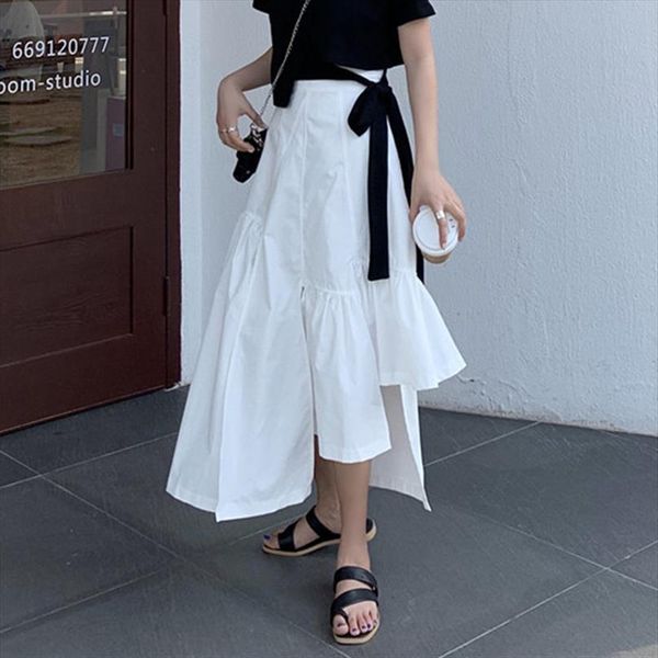 solid white long midi womens skirts high waist pleated asymmetry split elegant vintage summer skirt loose cotton w928, Black
solid white long midi womens skirts high waist pleated asymmetry split elegant vintage summer skirt loose cotton w928, Black