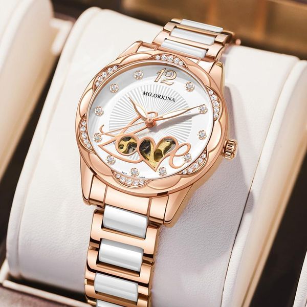 wristwatches women watches 2021 fashion diamond lady stainless steel ceramics female auto mechanical watche, Slivery;brown
wristwatches women watches 2021 fashion diamond lady stainless steel ceramics female auto mechanical watche, Slivery;brown