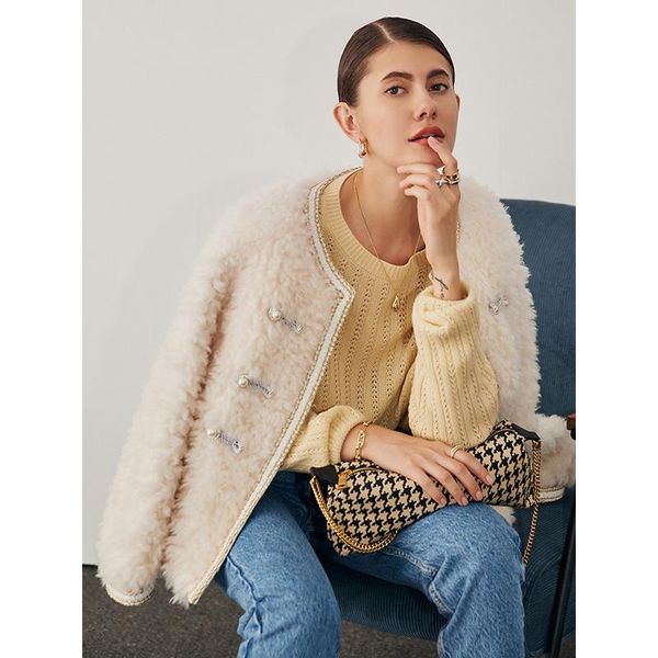 women's fur & faux thick abrigo mujer invierno wool warm wide-waisted winter women 2021 shearling jacket double breasted appliques, Black
women's fur & faux thick abrigo mujer invierno wool warm wide-waisted winter women 2021 shearling jacket double breasted appliques, Black