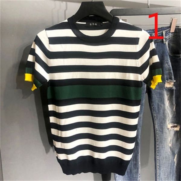 men's t-shirts summer color matching knitted t-shirt youth sweater half-sleeved round neck tight stripes w117, White;black
men's t-shirts summer color matching knitted t-shirt youth sweater half-sleeved round neck tight stripes w117, White;black