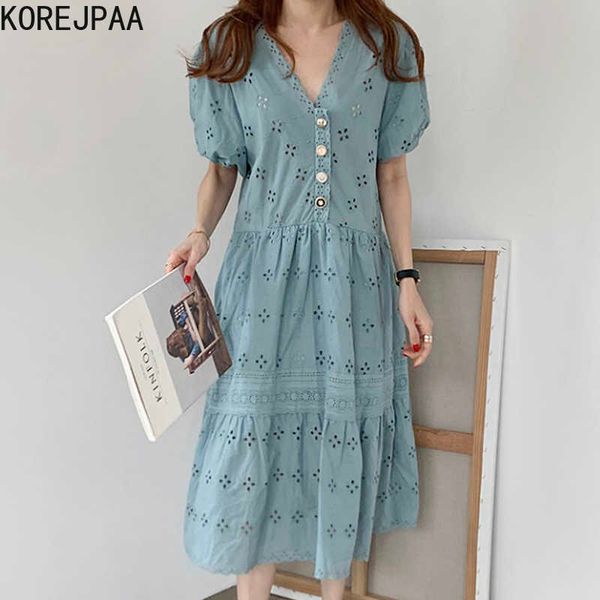 korejpaa women dress summer korean chic ladies french gentle temperament v-neck loose embroidered lace puff sleeve vestidos 210526, Black;gray
korejpaa women dress summer korean chic ladies french gentle temperament v-neck loose embroidered lace puff sleeve vestidos 210526, Black;gray