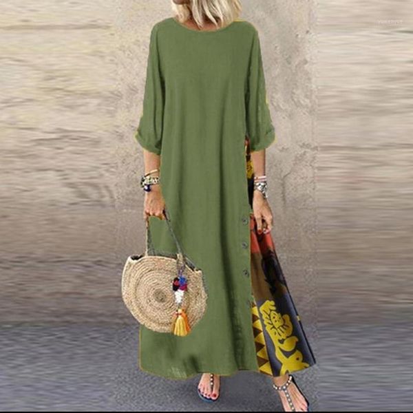 casual dresses vintage women dress floral print patchwork o neck button three quarter sleeves loose female ankle length, Black;gray
casual dresses vintage women dress floral print patchwork o neck button three quarter sleeves loose female ankle length, Black;gray
