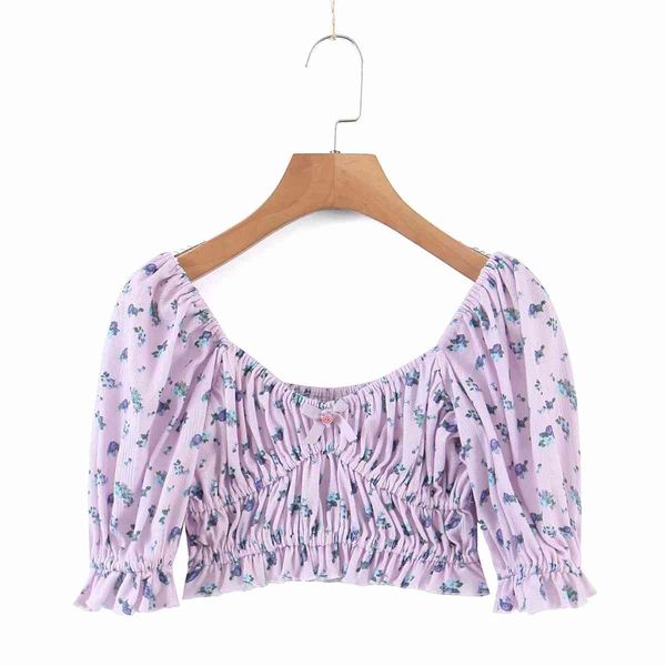 elegant women floral printed short knitted shirt puff sleeve female slim square collar summer blouse matching with suit 210521, White;black
elegant women floral printed short knitted shirt puff sleeve female slim square collar summer blouse matching with suit 210521, White;black