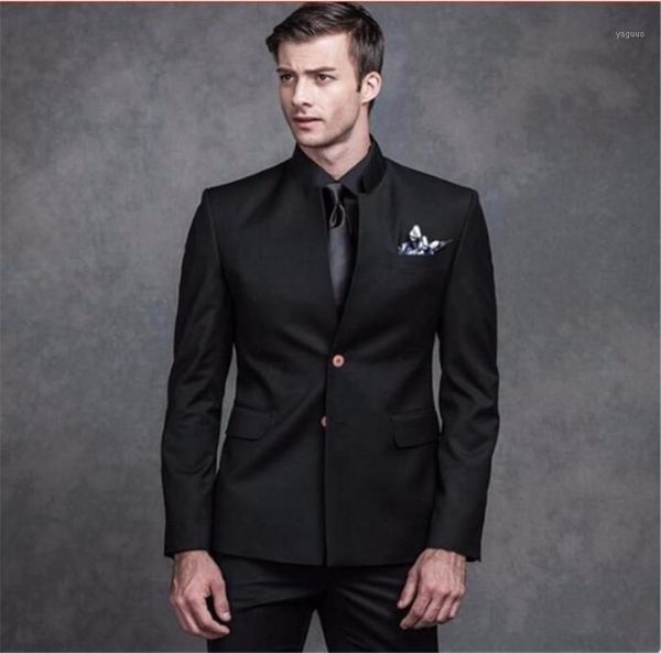 men's suits & blazers 2021 latest vertical collar suit men formal two piece set groom costume loose, White;black
men's suits & blazers 2021 latest vertical collar suit men formal two piece set groom costume loose, White;black