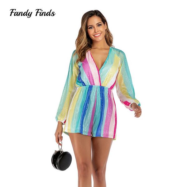 women's jumpsuits & rompers 2021 fashion arrival multi color sequined rainbow deep v neck long sleeves lady night club party, Black;white
women's jumpsuits & rompers 2021 fashion arrival multi color sequined rainbow deep v neck long sleeves lady night club party, Black;white