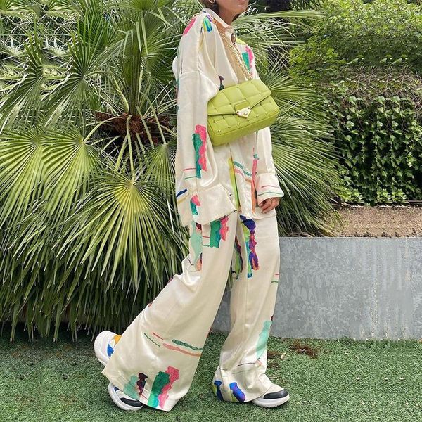 women's two piece pants retro lady set casual tie-dye print homewear single breasted + wide leg pant suit women fashion long sleeve out, White
women's two piece pants retro lady set casual tie-dye print homewear single breasted + wide leg pant suit women fashion long sleeve out, White