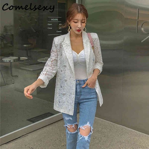women summer office lady solid minimalist ol suit jacket plus size double-breasted sunscreen lace blazers 210515, White;black
women summer office lady solid minimalist ol suit jacket plus size double-breasted sunscreen lace blazers 210515, White;black