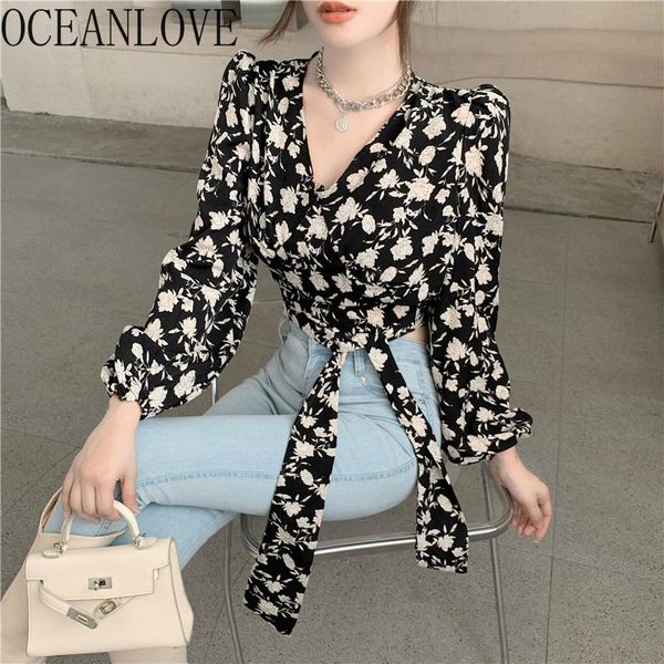 women's blouses & shirts oceanlove vintage floral blusas mujer long sleeve bandage v neck korean chic women spring summer short slim, White
women's blouses & shirts oceanlove vintage floral blusas mujer long sleeve bandage v neck korean chic women spring summer short slim, White
