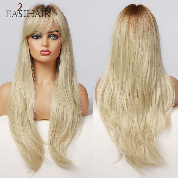 long light blonde ombre synthetic wigs natural wave layered wigs for women wigs with bangs heat resistant cosplay wig, Black
long light blonde ombre synthetic wigs natural wave layered wigs for women wigs with bangs heat resistant cosplay wig, Black