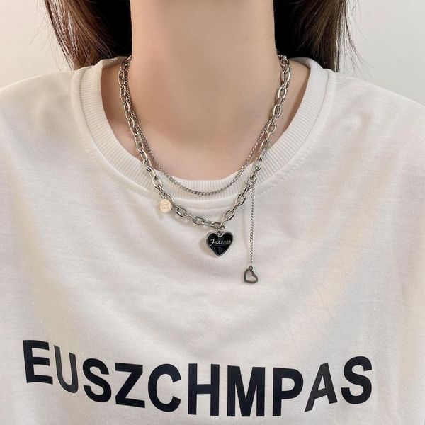 chains kpop punk stainless steel black letters heart pendant grunge chain necklace for women man couple cool guy jewelry accessories, Silver
chains kpop punk stainless steel black letters heart pendant grunge chain necklace for women man couple cool guy jewelry accessories, Silver