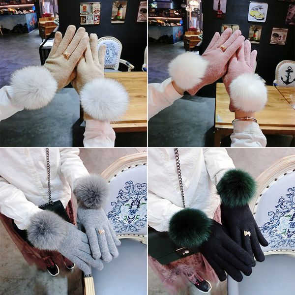 gloves warm large fox wool ball autumn and winter cashmere female simple temperament rhinestone finger touch screen, Blue;gray
gloves warm large fox wool ball autumn and winter cashmere female simple temperament rhinestone finger touch screen, Blue;gray