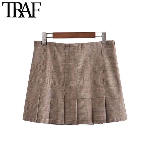 traf women chic fashion check pleated mini skirt vintage high waist side zipper female skirts mujer 210415, Black
traf women chic fashion check pleated mini skirt vintage high waist side zipper female skirts mujer 210415, Black