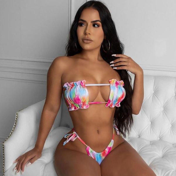 women's swimwear 2021 print bikini female two pieces swimsuit women bandeau hollow out set bather bathing suits summer beach wear, White;black
women's swimwear 2021 print bikini female two pieces swimsuit women bandeau hollow out set bather bathing suits summer beach wear, White;black