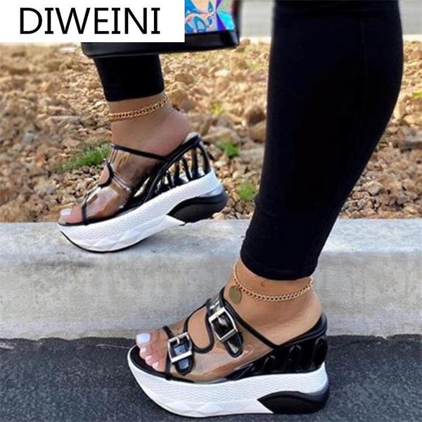 fashion women casual sandals comfortable and light color matching slope transparent pu double buckle women's, Black
fashion women casual sandals comfortable and light color matching slope transparent pu double buckle women's, Black
