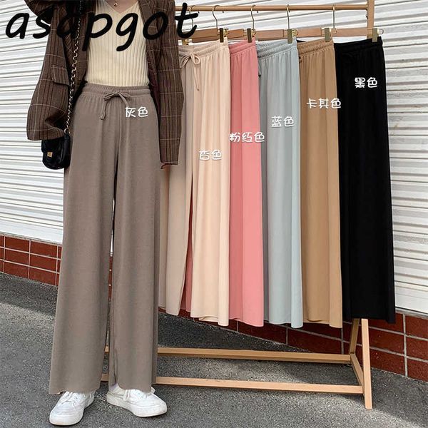 korean chic spring elastic high waist black knitted wide leg pant women loose straight pantalones mujer solid 6 color 210610, Black;white
korean chic spring elastic high waist black knitted wide leg pant women loose straight pantalones mujer solid 6 color 210610, Black;white