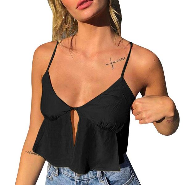 women's tanks & camis open split front camisole, trendy sleeveless spaghetti strap solid color crop cami, White
women's tanks & camis open split front camisole, trendy sleeveless spaghetti strap solid color crop cami, White