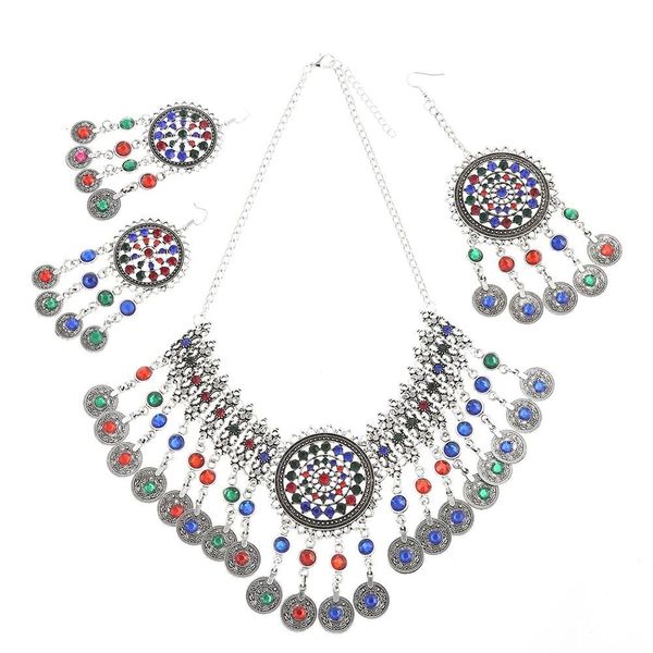 jewelry sets indian vintage silver color rhinestone coin tassel necklace earring hair clips afghan wedding bridal, Black
jewelry sets indian vintage silver color rhinestone coin tassel necklace earring hair clips afghan wedding bridal, Black