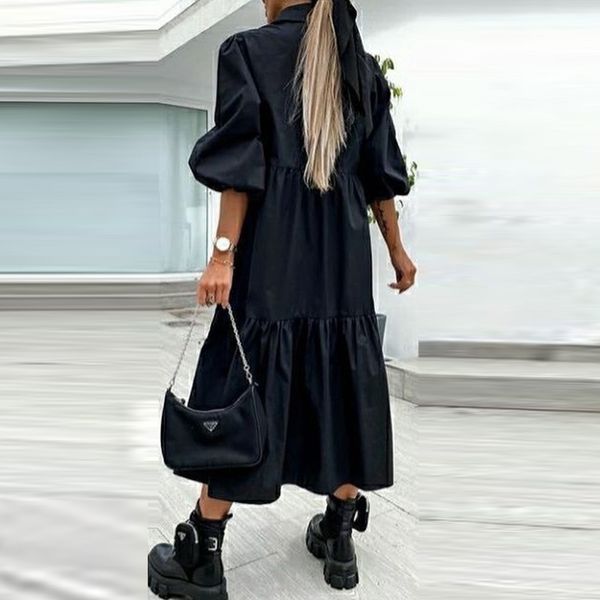 2021summer women half sleeve long dress casual button turn-down collar loose shirt dress 2021 spring solid lady party dress vestidos, Black;gray
2021summer women half sleeve long dress casual button turn-down collar loose shirt dress 2021 spring solid lady party dress vestidos, Black;gray