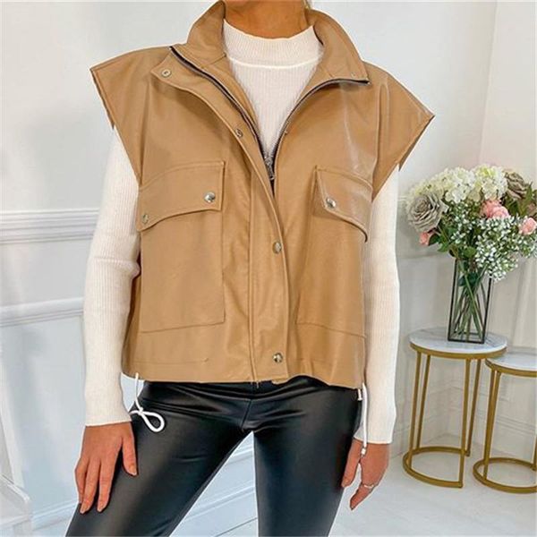 women's leather & faux yiciya jacket coat women 2021 spring casual pu pockets zipper shrug winter sleeveless jackets coats woman vest, Black
women's leather & faux yiciya jacket coat women 2021 spring casual pu pockets zipper shrug winter sleeveless jackets coats woman vest, Black