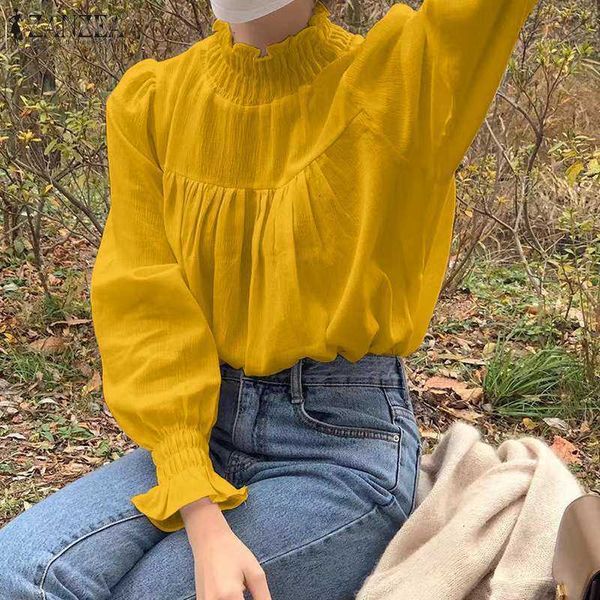 women's blouses & shirts blouses fashion ruffle turtleneck blouse women ol spring pleated puff sleeve casual female solid blusa plus 5, White
women's blouses & shirts blouses fashion ruffle turtleneck blouse women ol spring pleated puff sleeve casual female solid blusa plus 5, White
