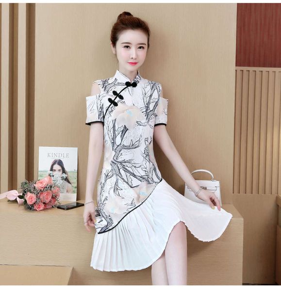 qipao modified dress women's spring and summer large size tang han clothing chinese style literature art skirt, Black;gray
qipao modified dress women's spring and summer large size tang han clothing chinese style literature art skirt, Black;gray