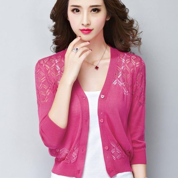 women's knits & tees summer casual loose hollow out knitted cardigan women elegant three quarter sleeve open stitch coat sun protection, White
women's knits & tees summer casual loose hollow out knitted cardigan women elegant three quarter sleeve open stitch coat sun protection, White
