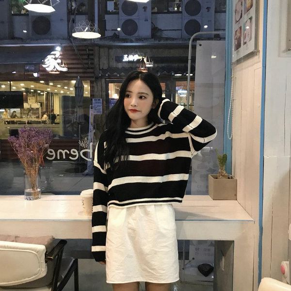 women's sweaters clothing sweet computer knitted o-neck full autumn and winter style striped white black korean ladies
women's sweaters clothing sweet computer knitted o-neck full autumn and winter style striped white black korean ladies